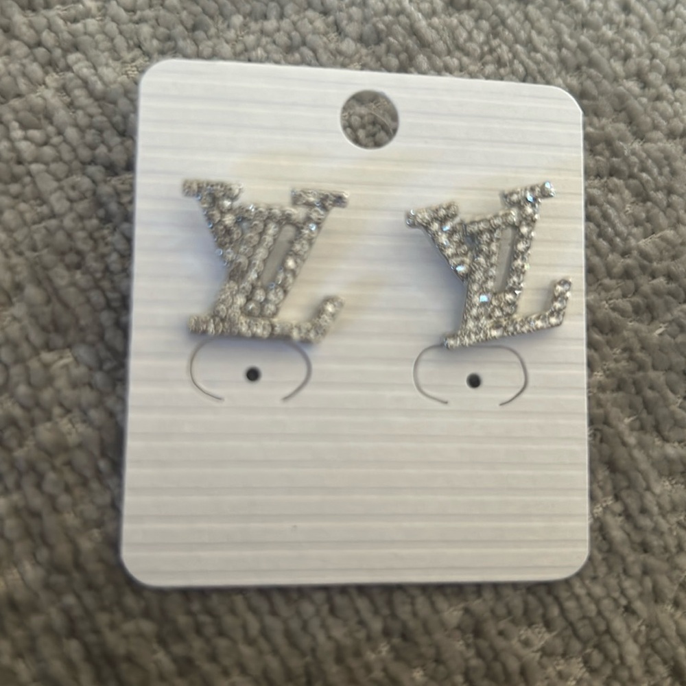 LV Rhinestone costume earrings
